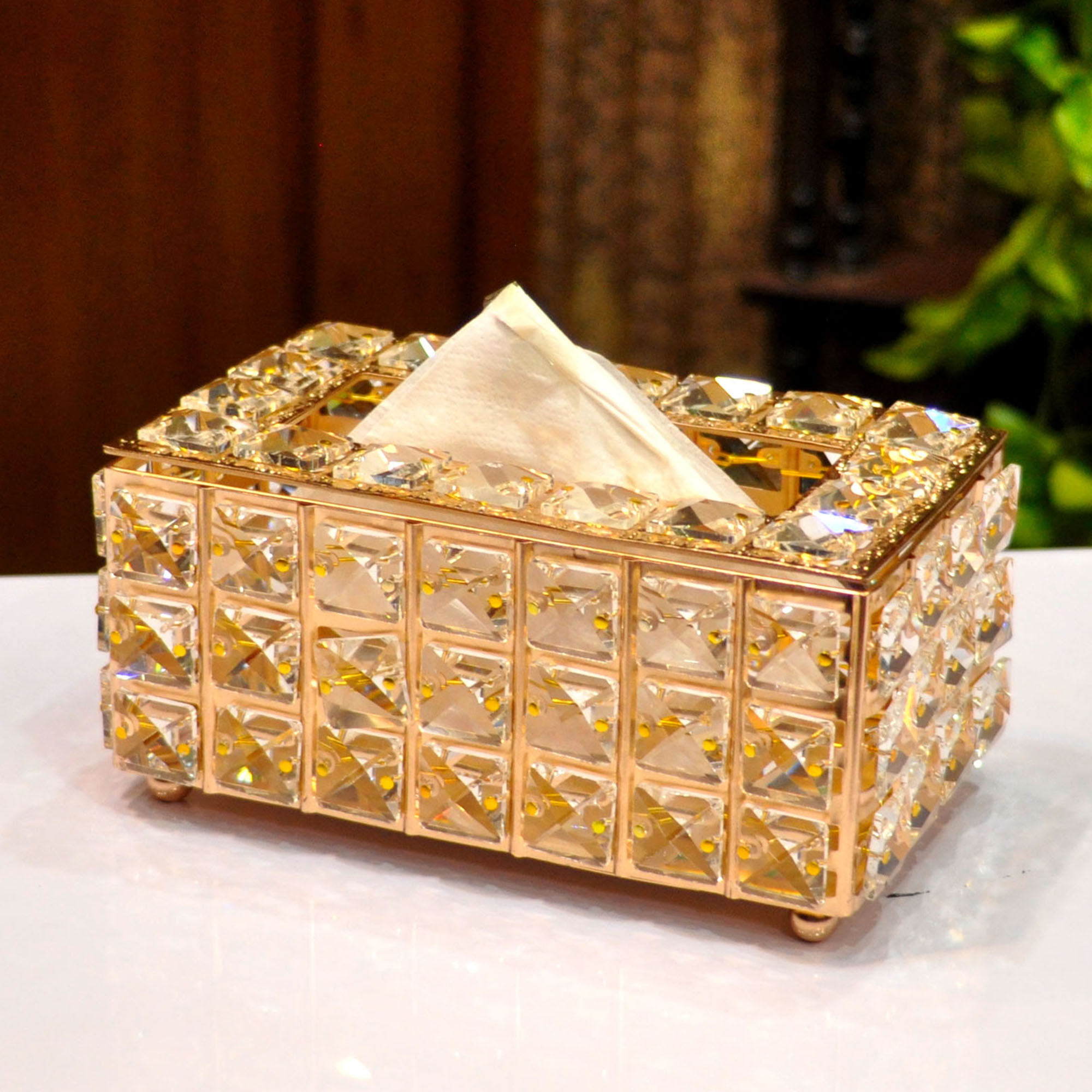 Crystal Tissue Box | Premium Tissue Box | Decorative Crystal Tissue Box | Luxury Style Tissue Box