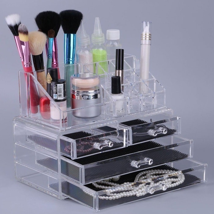 4 Drawer Jewellery Box | Transparent Cosmetic Storage Box | Accessories Mart