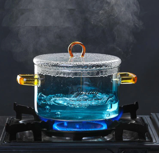 Heat Resistant | Glass Pot for Cooking on Stove | Glass Clear Pot | Ceramics Glass Cooking Pot